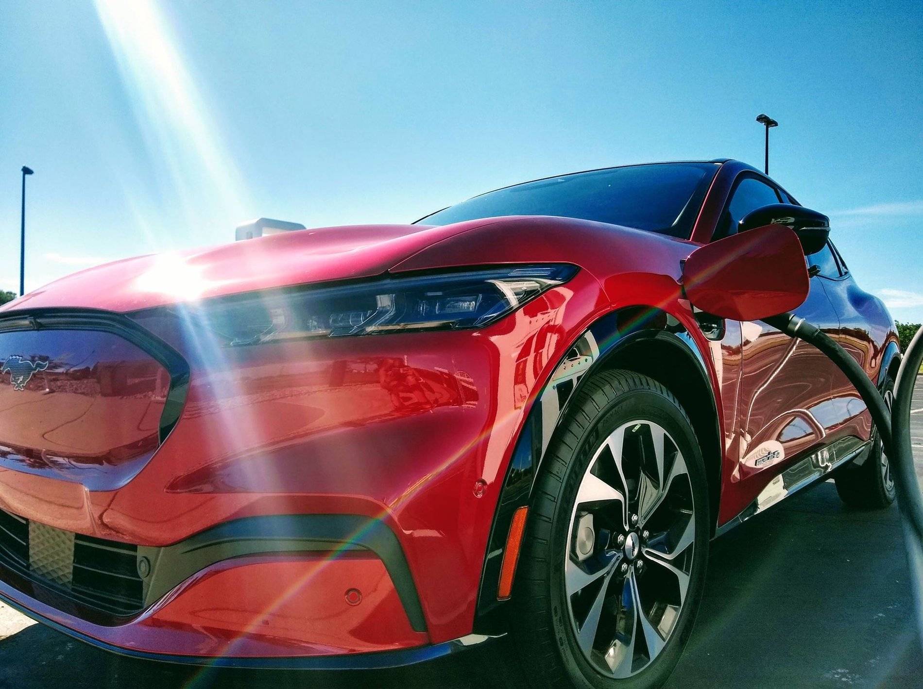 Ford Mustang Mach-E RAPID RED METALLIC Mach-E Photos Mach-E-Charging-Ohio-1