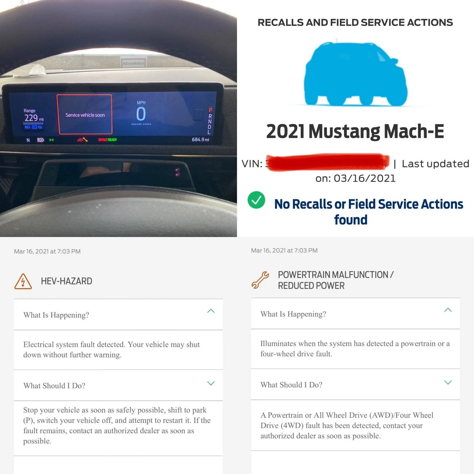 Ford Mustang Mach-E "Service Vehicle Soon" - HEV-HAZARD & Powertrain Malfunction / Reduced Power 4F4D6B68-C94A-406F-9000-E5CDB313B137