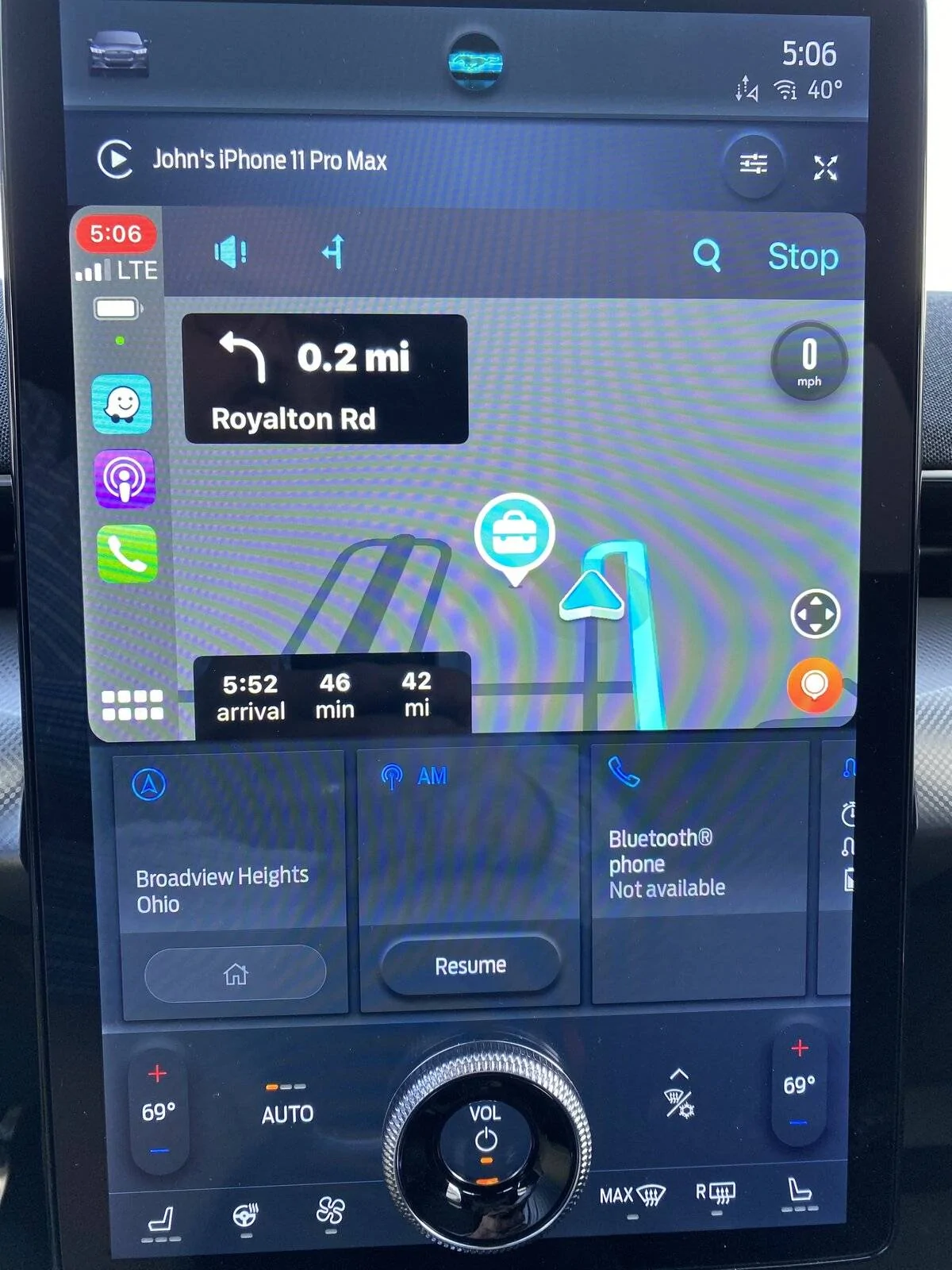 Ford Mustang Mach-E Using Waze on Apple Car Play on MME BAA19704-E929-4CD9-924C-44713ECCC7CF
