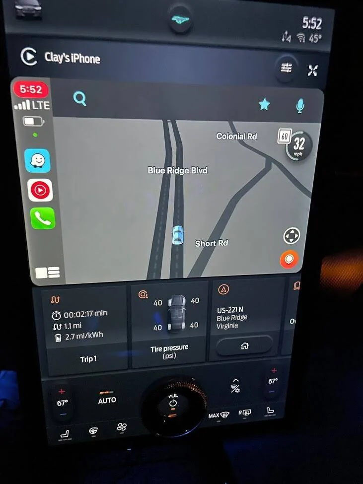 Ford Mustang Mach-E Using Waze on Apple Car Play on MME 1615978083899