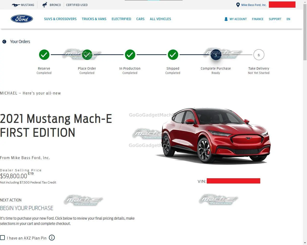 Ford Mustang Mach-E Online purchase checkout for Mach-E : here's what it looks like watermarked (2)