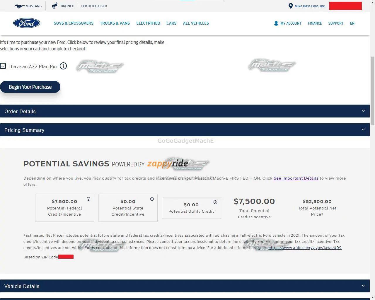 Ford Mustang Mach-E Online purchase checkout for Mach-E : here's what it looks like watermarked (3)