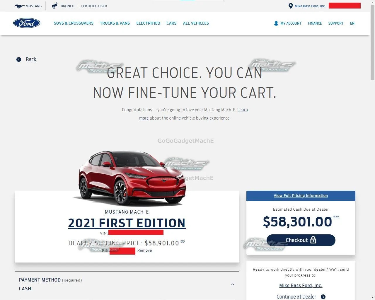 Ford Mustang Mach-E Online purchase checkout for Mach-E : here's what it looks like watermarked (7)