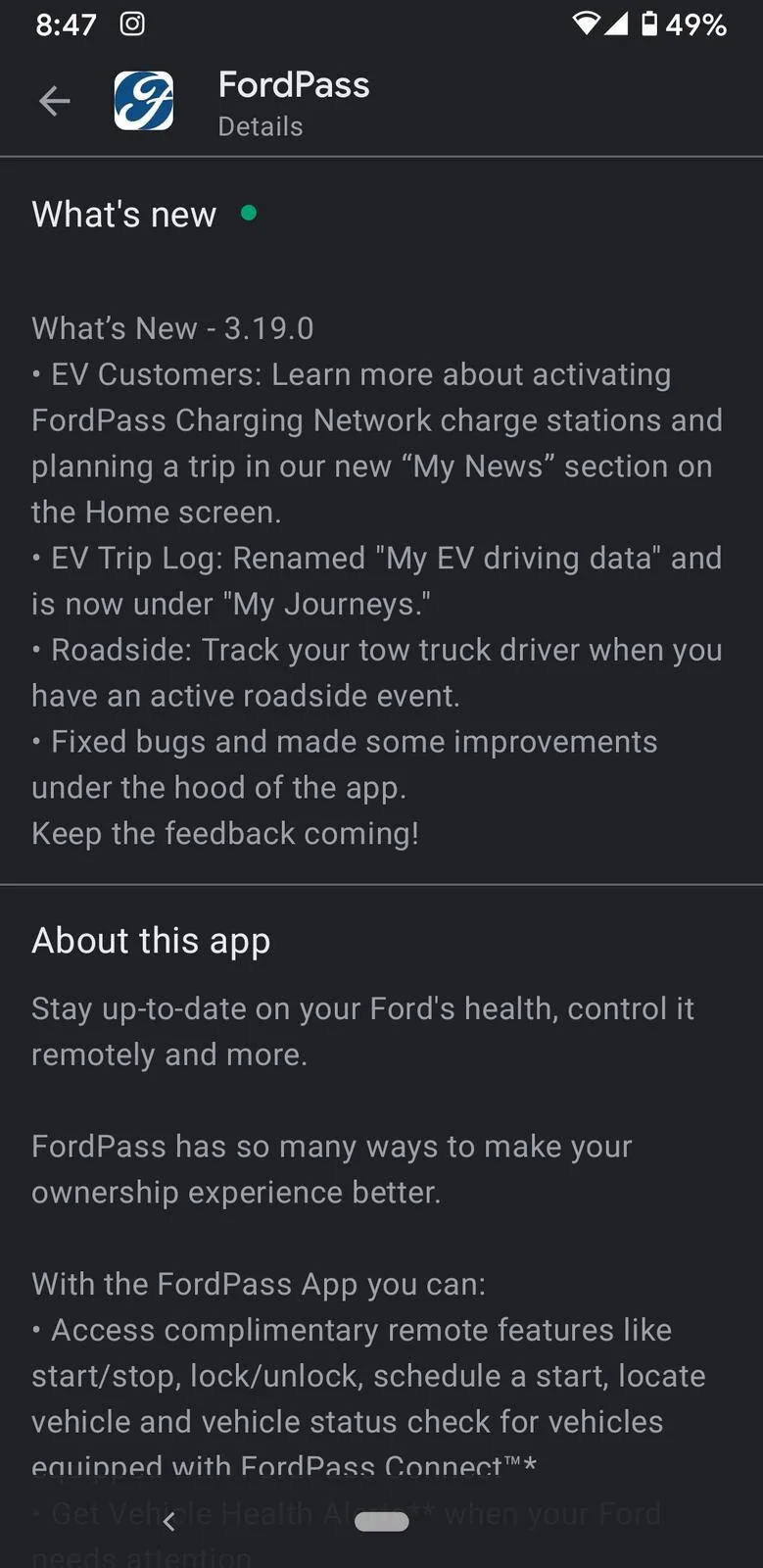 Ford Mustang Mach-E FordPass iOS 3.19.0 Screenshot_20210330-084709