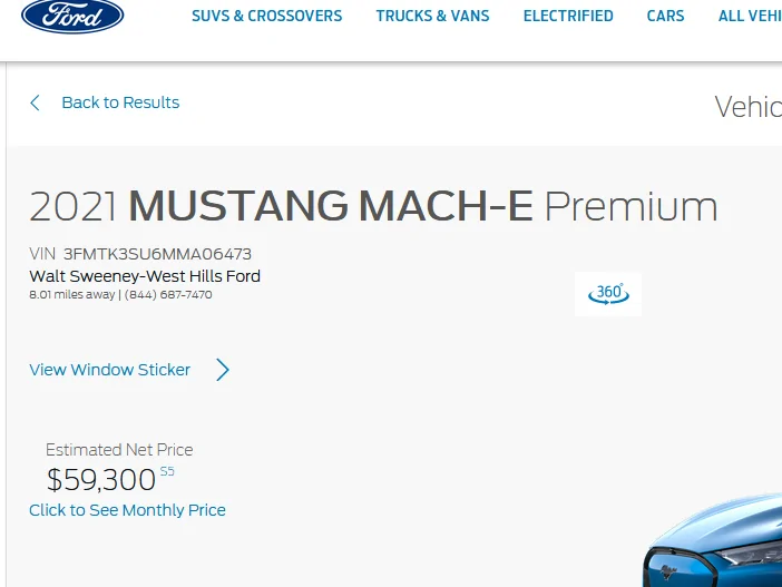 Ford Mustang Mach-E Mach E premium sticker price 1618257995217