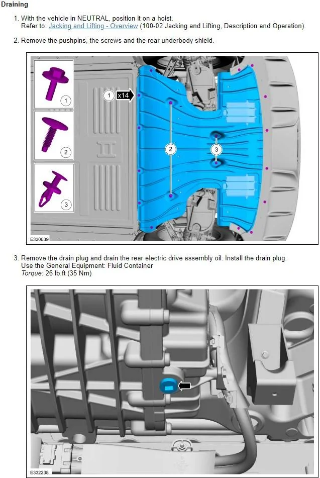 Ford Mustang Mach-E How to Change Your Oil [Transmission Oil & Gear Oil] - Yes, that's a thing! drainrear
