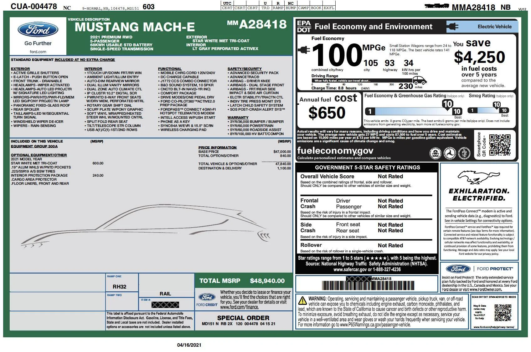 Ford Mustang Mach-E Order to delivery timeframe? VIN assignment? Just, something. WindowSticker