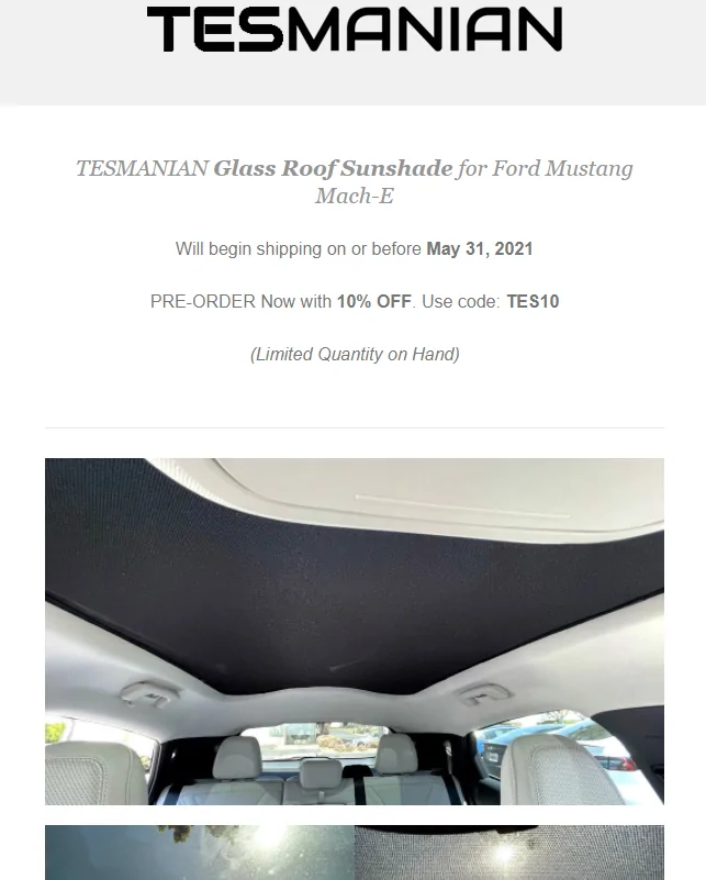 Ford Mustang Mach-E Ford Mustang Mach-E Glass Roof Sunshade 1618609073658
