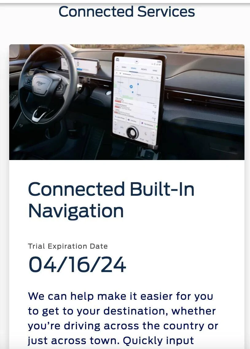 Ford Mustang Mach-E The built in navigation system is no longer free after the first three years?? Screen Shot 2021-04-19 at 7.28.05 AM