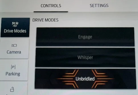 Ford Mustang Mach-E Driving Mode - Unbridled - wrong color Unbridled Mod