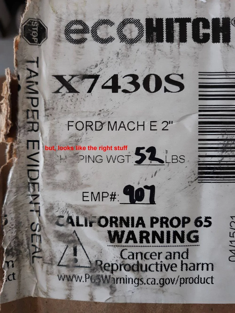 Ford Mustang Mach-E DIY install TorkLift hitch for bike rack, etc 003 shipping wt 52#