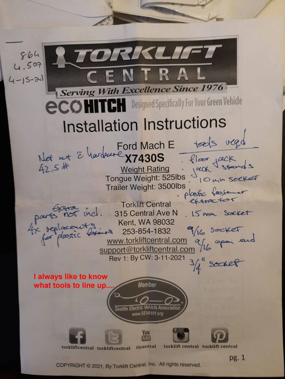 Ford Mustang Mach-E DIY install TorkLift hitch for bike rack, etc 004.1 tools needed