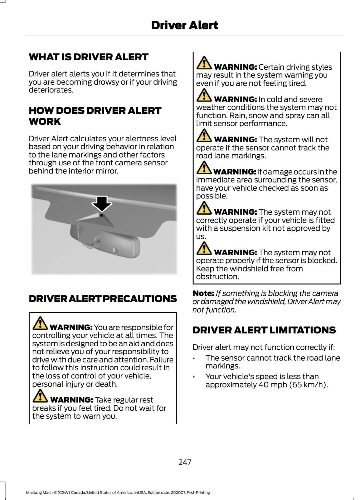 Ford Mustang Mach-E Driver alert warning Screen Shot 2021-05-04 at 11.21.20 AM
