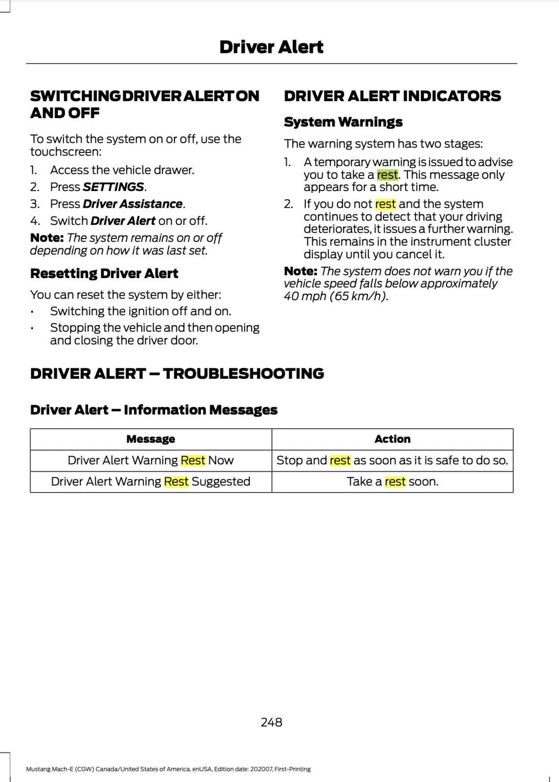 Ford Mustang Mach-E Driver alert warning Screen Shot 2021-05-04 at 11.21.29 AM