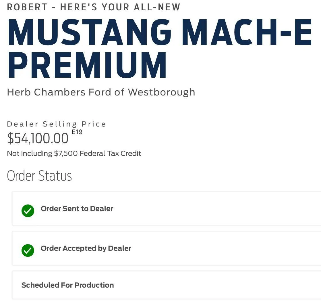 Ford Mustang Mach-E Submitted Orders Tracking List and Stats [Enter Yours] order