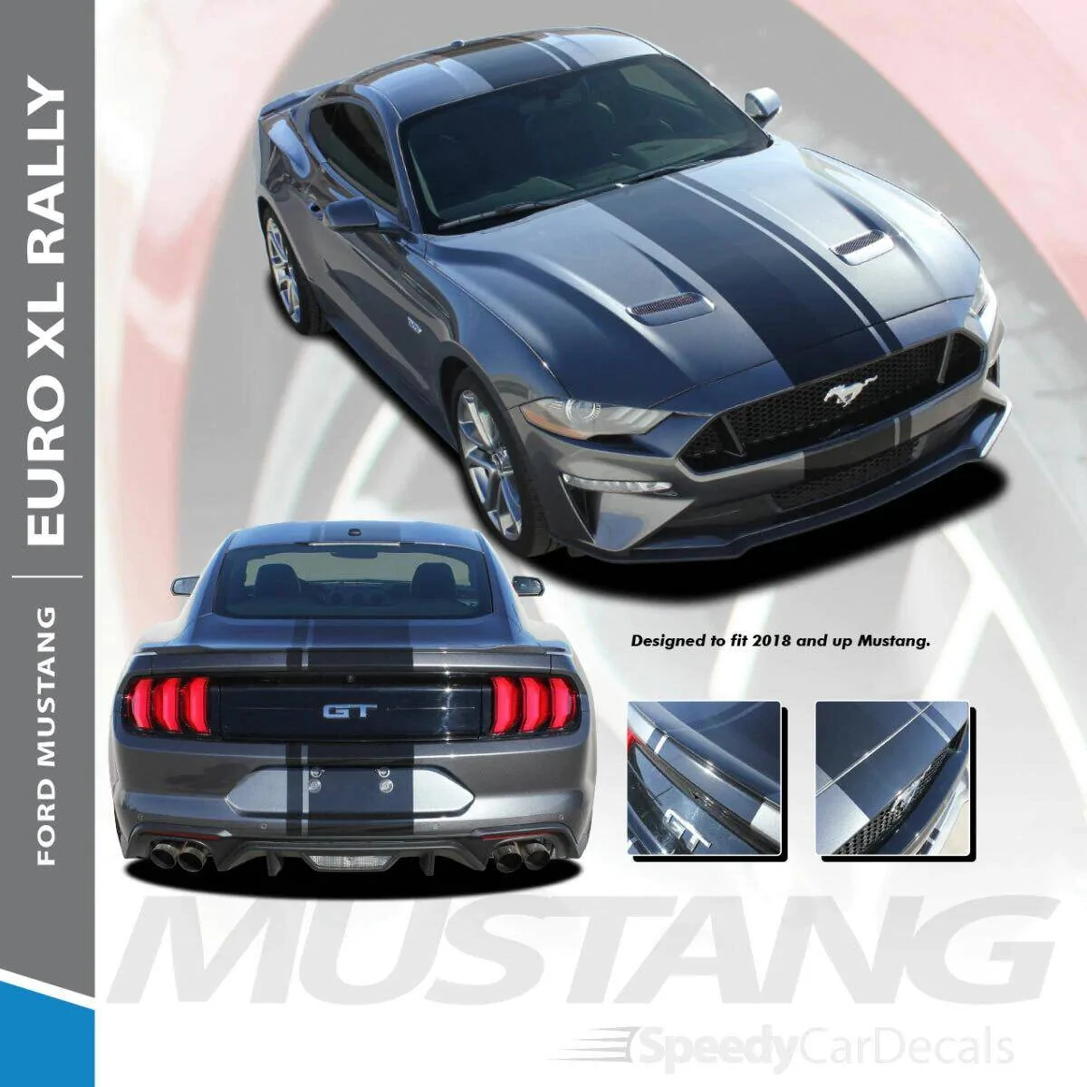 Ford Mustang Mach-E Infinite Blue Mach E - Installed vinyl grill wrap and hood stripes 1620236821178