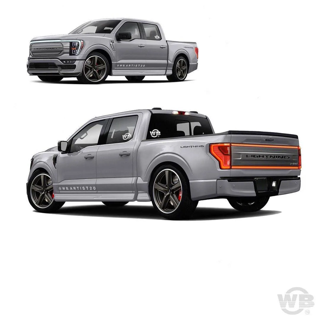 Ford Mustang Mach-E Electric F-150 to be dubbed "F-150 Lightning" rendering-brings-sporty-body-kit-and-2000s-vibes_1