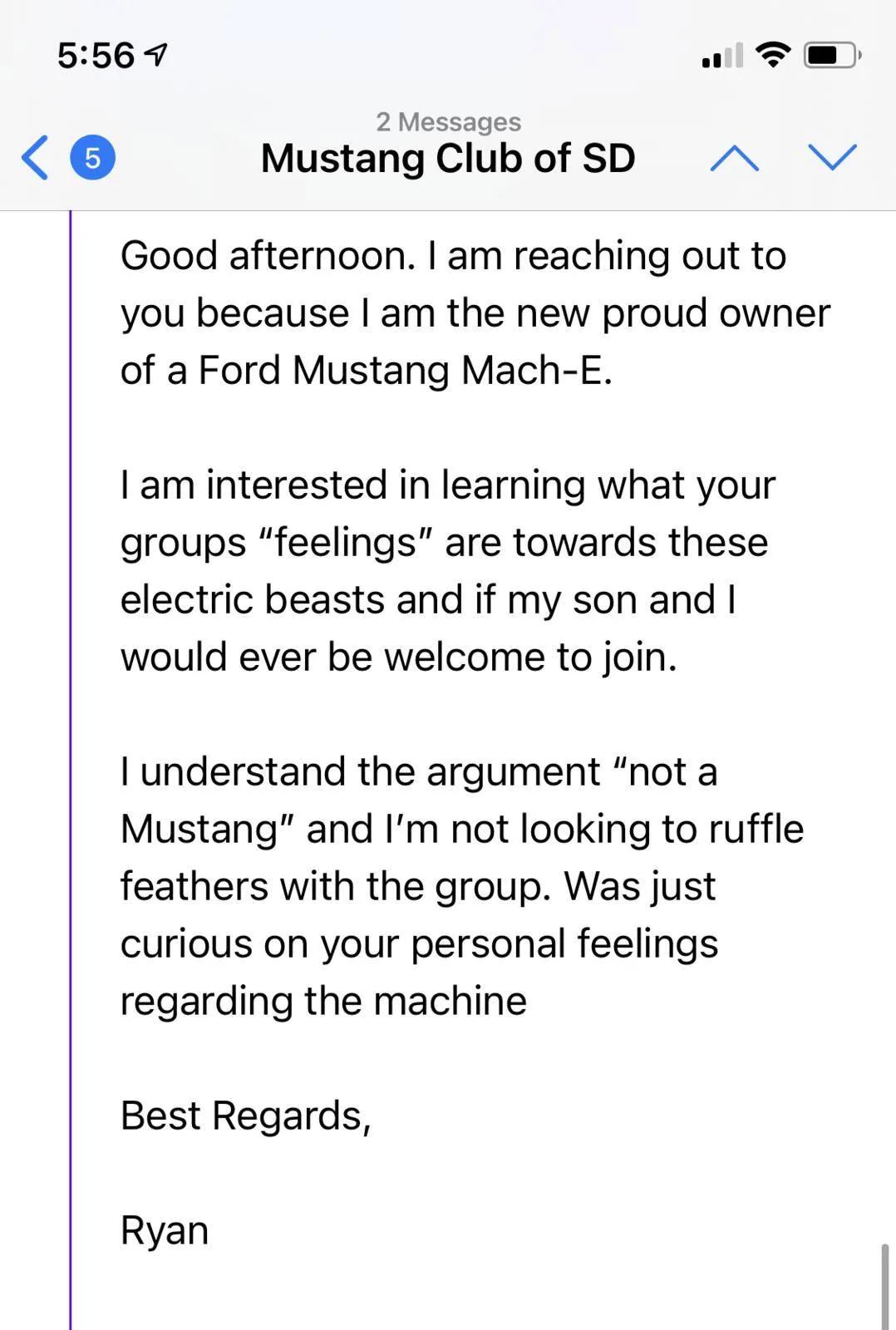 Ford Mustang Mach-E Mustang Club -- shitty response (IMO) PNG imag