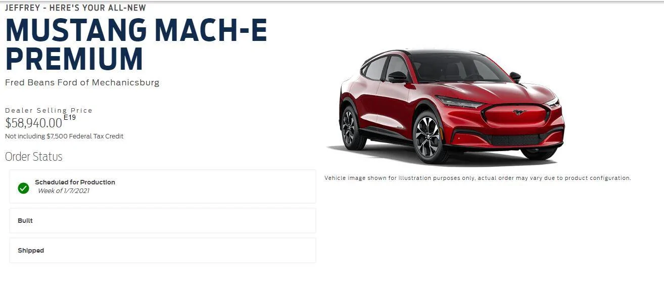 Ford Mustang Mach-E Ford Motor Company Introduction ? Production date of last Jan