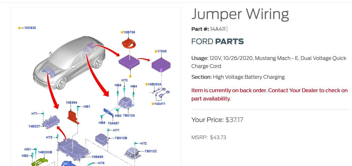 Ford Mustang Mach-E Lost 240v Connector 1622400023252