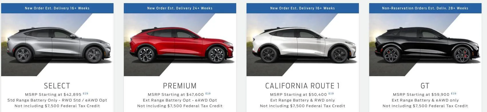 Ford Mustang Mach-E Update to 'New Order Est. Delivery' times - differences by model Screenshot 2021-05-31 11.18.45 AM