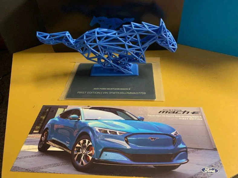 Ford Mustang Mach-E Received a Mach-E First Edition surprise gift! 3D printed fractal pony with VIN display. 2021epony1