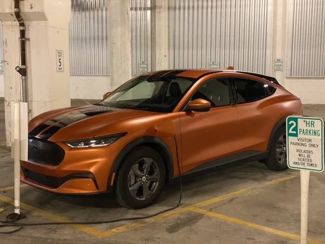 Ford Mustang Mach-E Full Copper Wrap with Black Stripes and Grill 8F1446F4-17A4-4C5B-B067-A2DE3D1B4D58