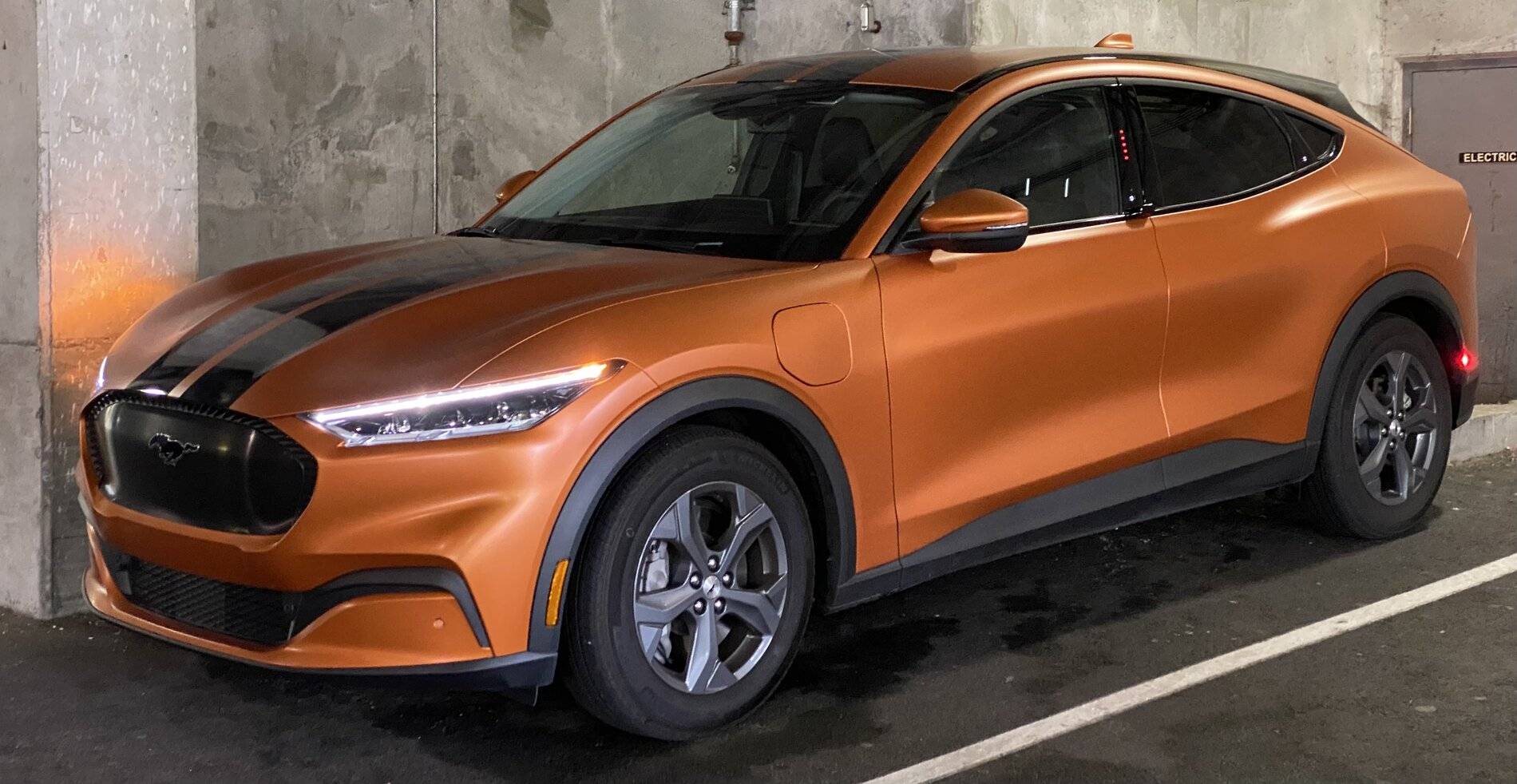 Ford Mustang Mach-E Full Copper Wrap with Black Stripes and Grill 28F17545-AA6A-4449-BD60-22E4DC823EB5