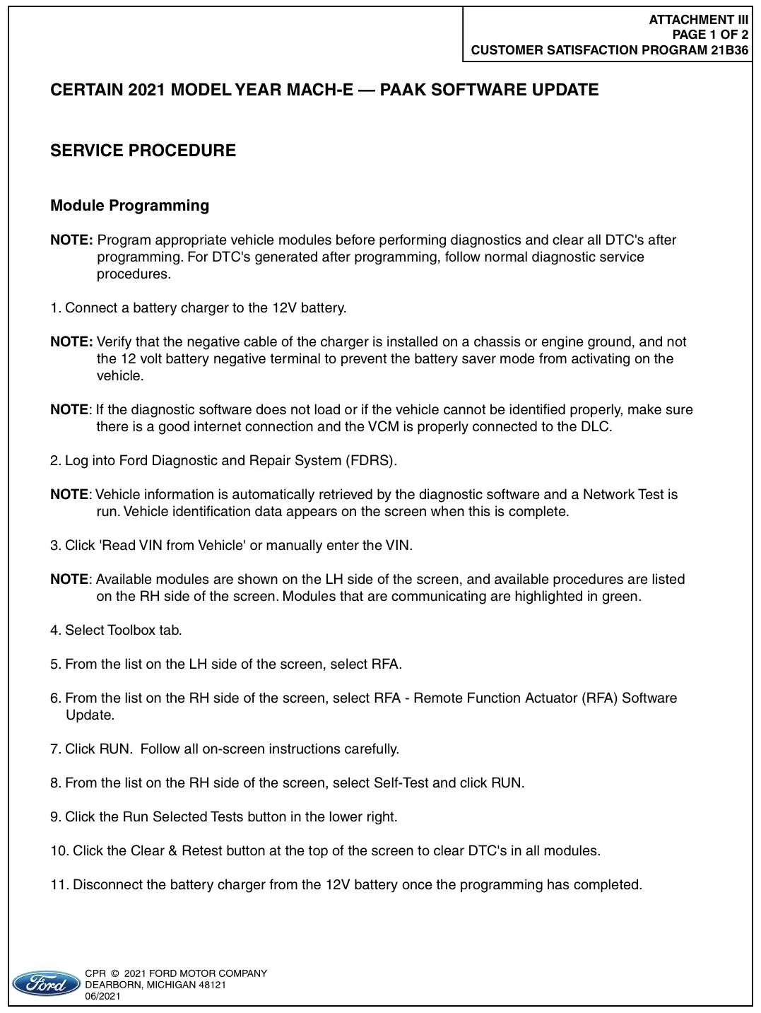 Ford Mustang Mach-E Customer Satisfaction Program 21B36 - PAAK Software Update CEC4EB6B-3841-46D6-9569-BC6ED323229C