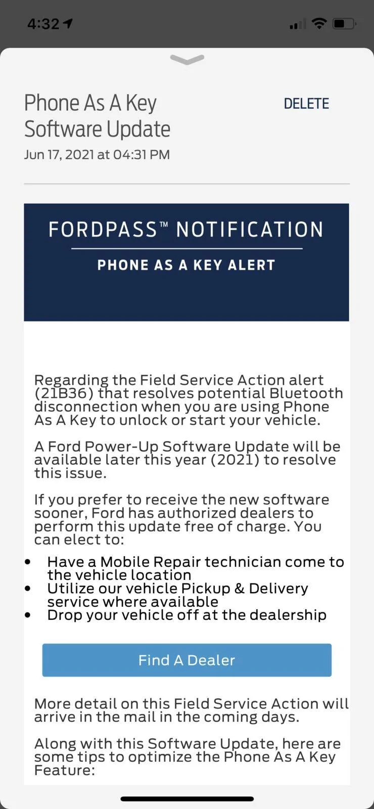 Ford Mustang Mach-E PaaK Announcement on FordPass – Software Update Coming Later This Year to Resolve Bluetooth Disconnection Issue 6751059C-9F70-4710-B617-29A0930B061F