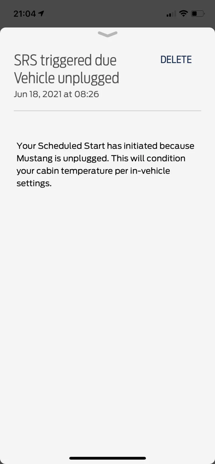 Ford Mustang Mach-E SRS Triggered due Vehicle Unplugged 0847A3E4-3F6F-4C8B-A1D3-32A2CC8D2706