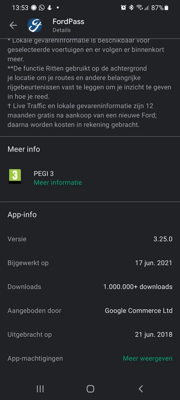 Ford Mustang Mach-E FordPass 3.25.0 rolling out (Android/EU) Screenshot_20210619-135324_Google Play Stor