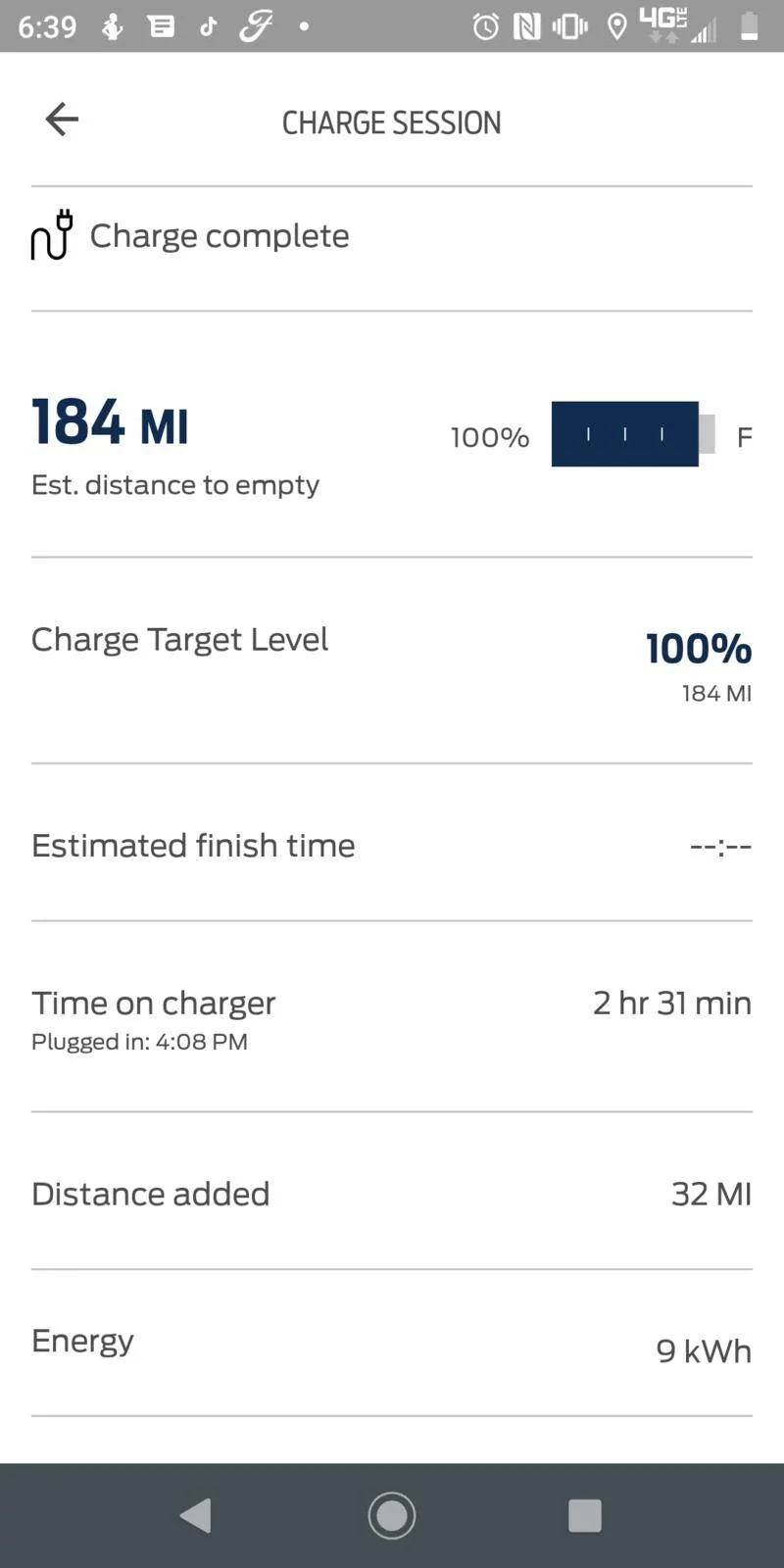 Ford Mustang Mach-E Full charge on battery is less than expected Screenshot_20210618-183946 - charge complet