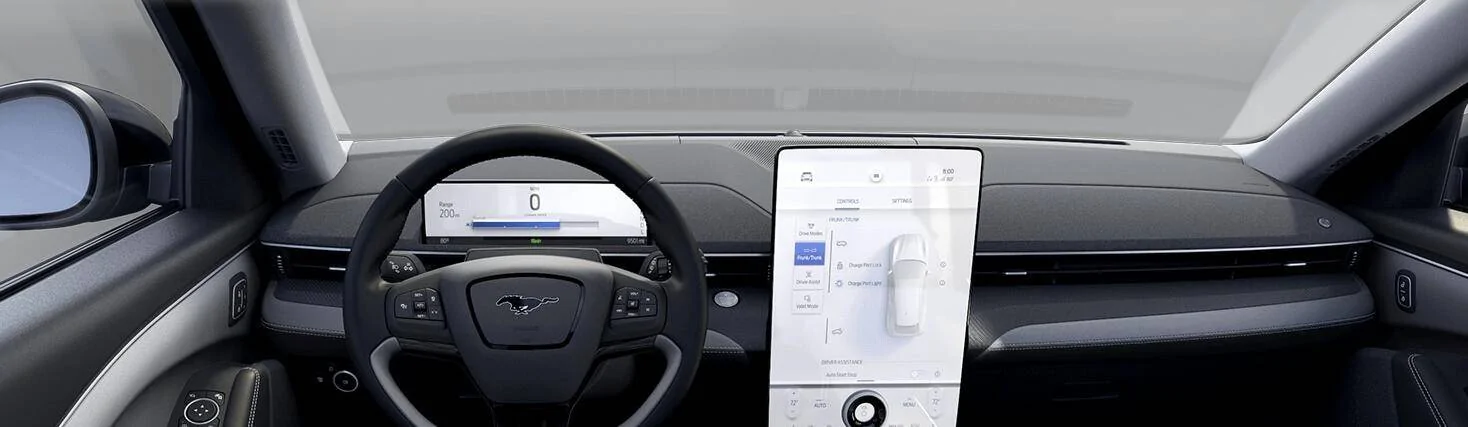 Ford Mustang Mach-E 2021 Mach-E Driving Photo Shows Light Space Gray Interior Screen Shot 2020-06-29 at 10.58.04 AM