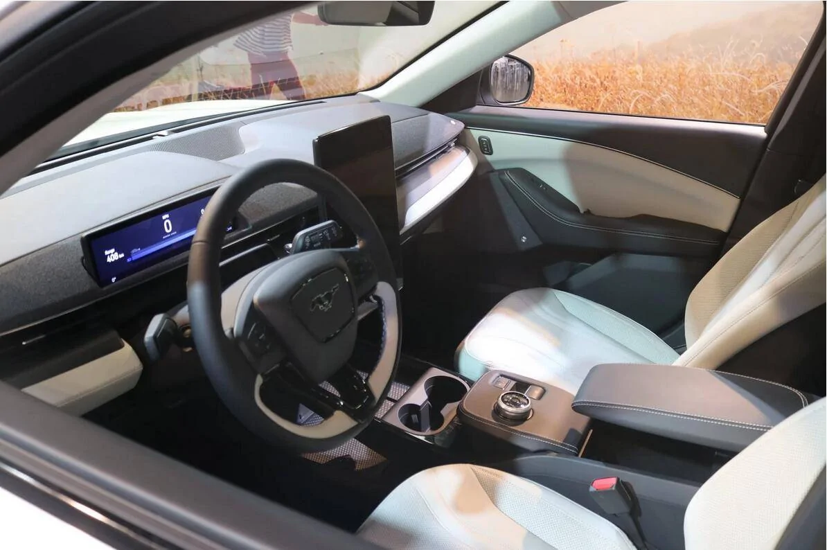 Ford Mustang Mach-E 2021 Mach-E Driving Photo Shows Light Space Gray Interior Screen Shot 2020-06-29 at 11.57.26 AM