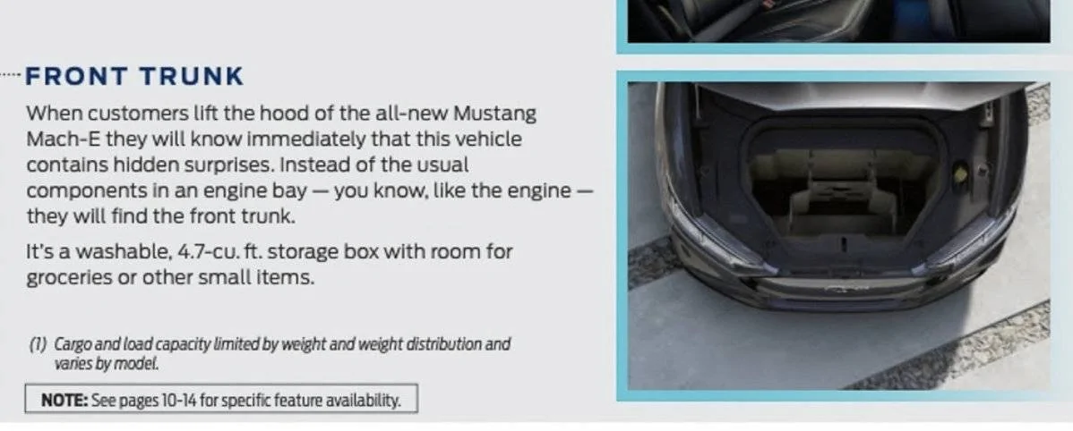 Ford Mustang Mach-E Front trunk (frunk) organizer / divider / storage system shown in images Ford Mach-E Front Trunk Frunk organizer