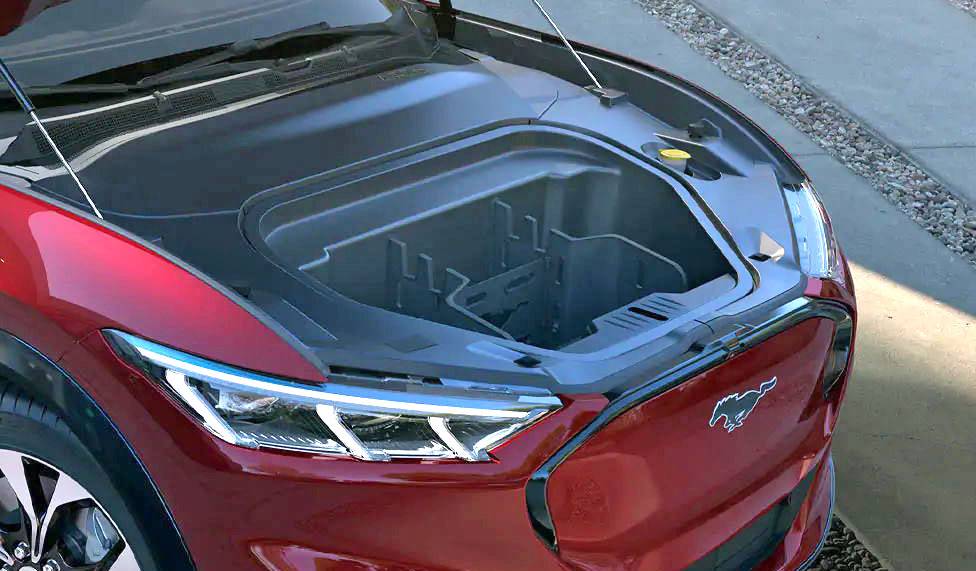 Ford Mustang Mach-E Front trunk (frunk) organizer / divider / storage system shown in images Ford Mach-E Front Trunk Frunk organizer divider storage system