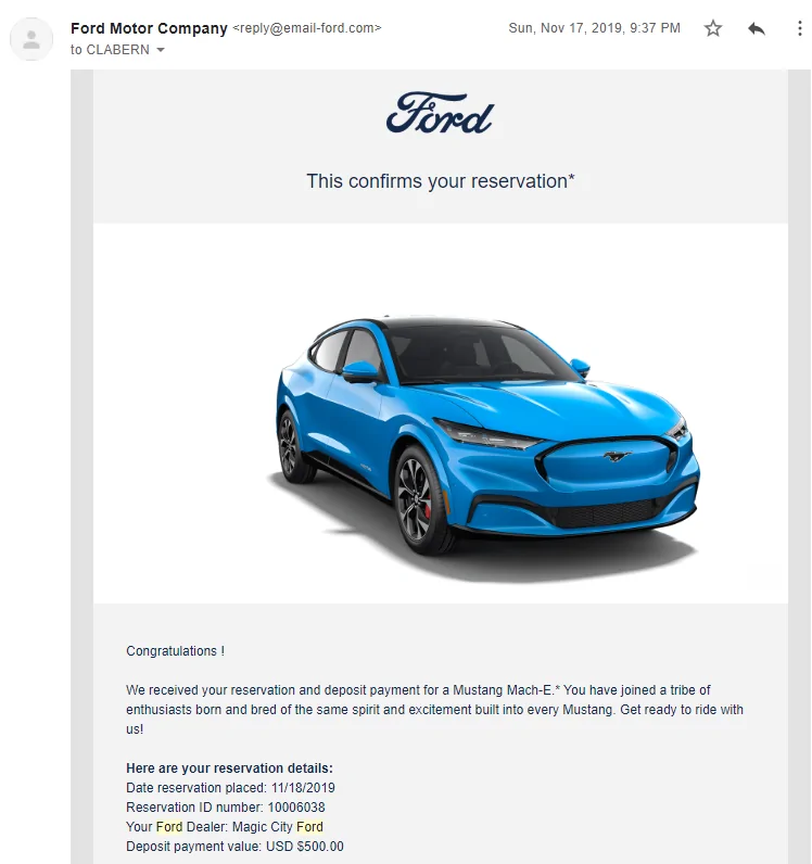 Ford Mustang Mach-E Order site is up! 1593546955301