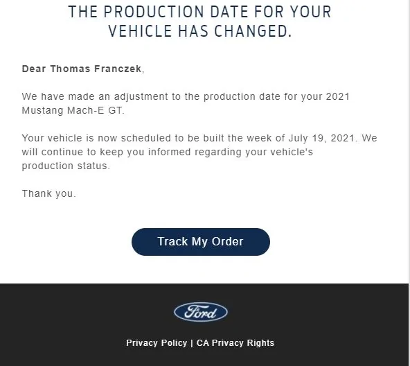 Ford Mustang Mach-E MACH-E GT New Email Received Today tr
