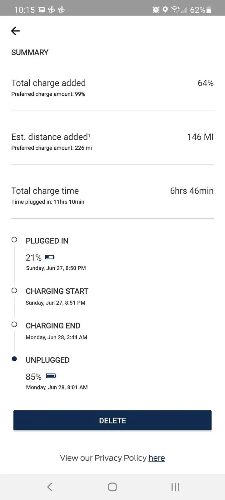Ford Mustang Mach-E Fordpass not showing charging energy Screenshot_20210628-101542_FordPass