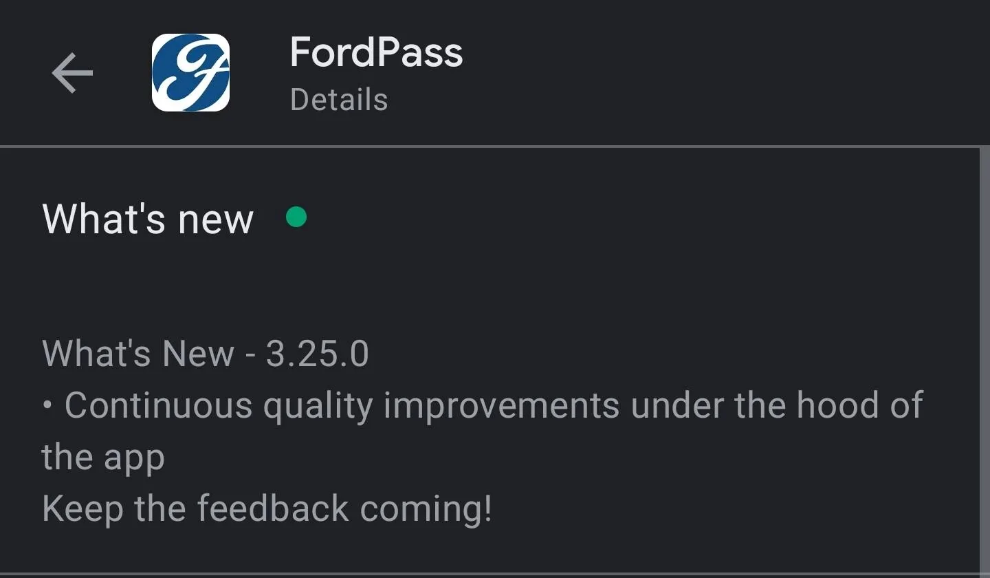 Ford Mustang Mach-E FordPass 3.25 released Screenshot_20210630-164514_Google Play Stor