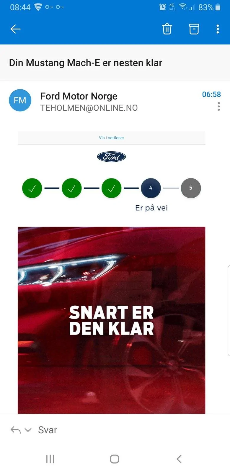 Ford Mustang Mach-E Norway - Mach-E ready for production Screenshot_20210701-084435_Outlook