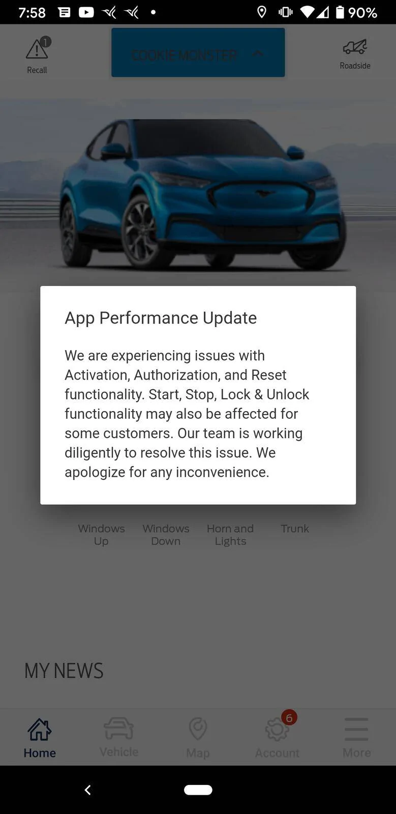 Ford Mustang Mach-E Ford is having back end issues. No Mach E's can be activated at this time. Screenshot_20210708-195809
