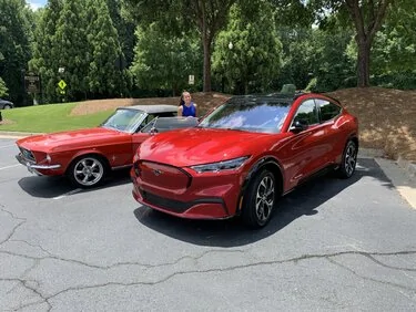 Ford Mustang Mach-E Lightning (she) meets her much older sister 1625949711539