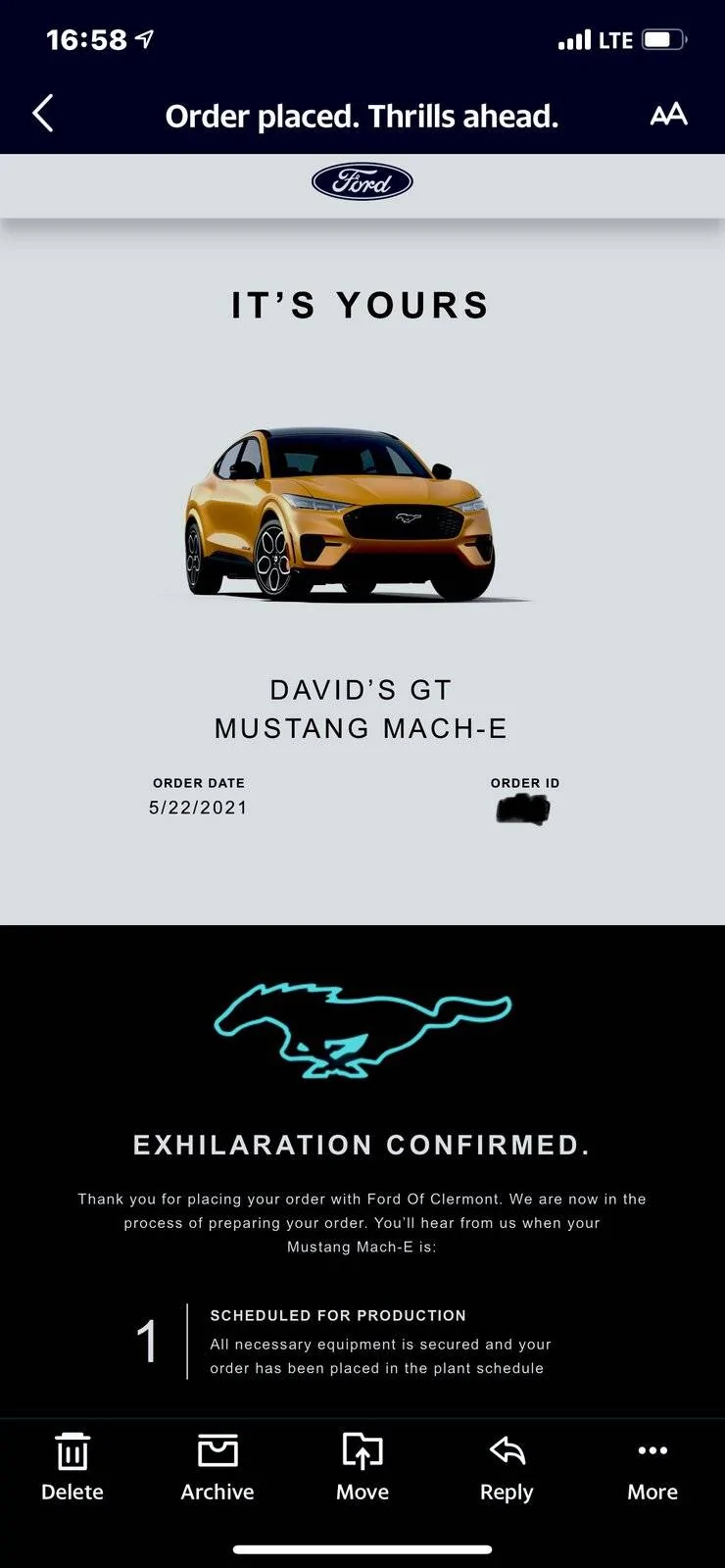 Ford Mustang Mach-E Mustang Mach E GT: Order Placed 6F4FB2E2-463D-4E27-8359-2347991C1E7C