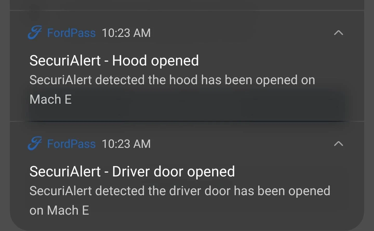 Ford Mustang Mach-E SecuriAlert NEW Feature Enabled in Latest FordPass App Update Screenshot_20210714-102425_FordPass