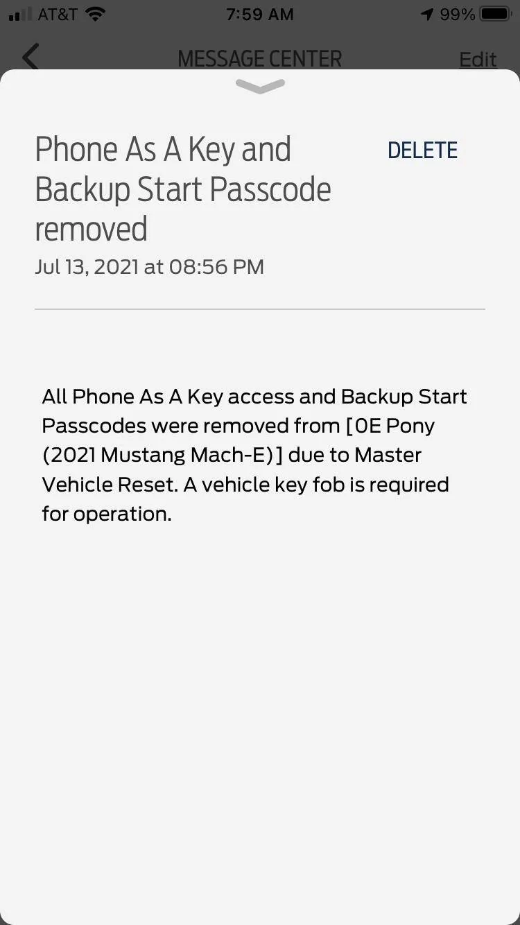 Ford Mustang Mach-E Master Vehicle Reset message 994F317B-9012-4CEB-A4DC-4C446CFBE6D6