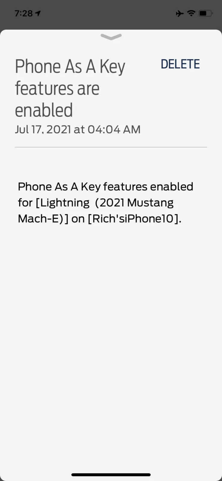 Ford Mustang Mach-E [Update made it home] Stranded. PaaK and password wiped: "All Phone As A Key access and Backup Start Passcodes were removed..." 99D6A791-4B70-4439-8AFD-EE71AA7F18FA