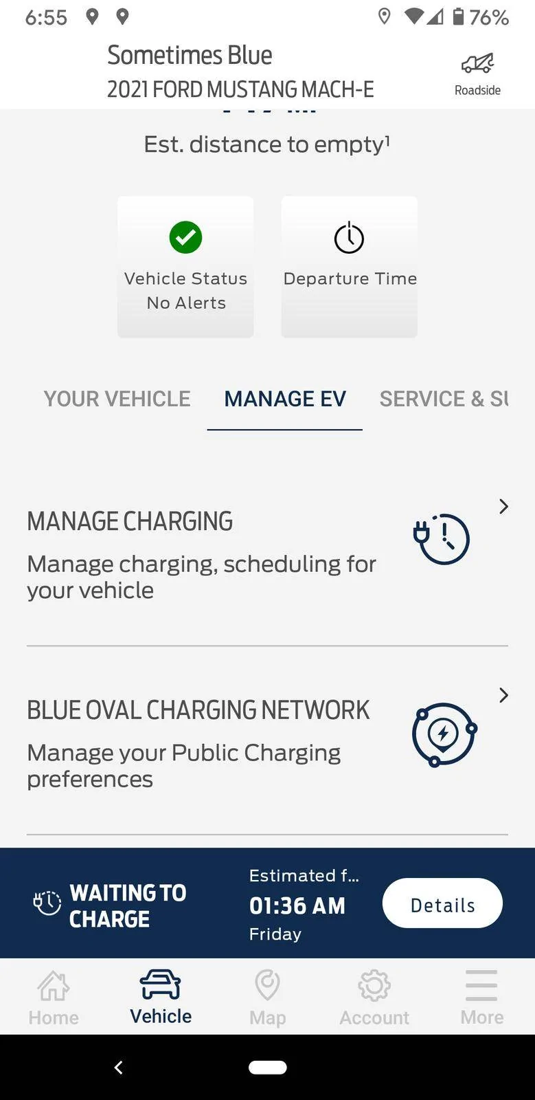Ford Mustang Mach-E Blue Oval Charge Network Electrify America Charging Membership Screenshot_20210722-185518