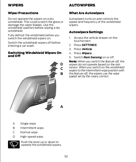 Ford Mustang Mach-E Rain Sensing Wipers Not Detecting 1627470148820